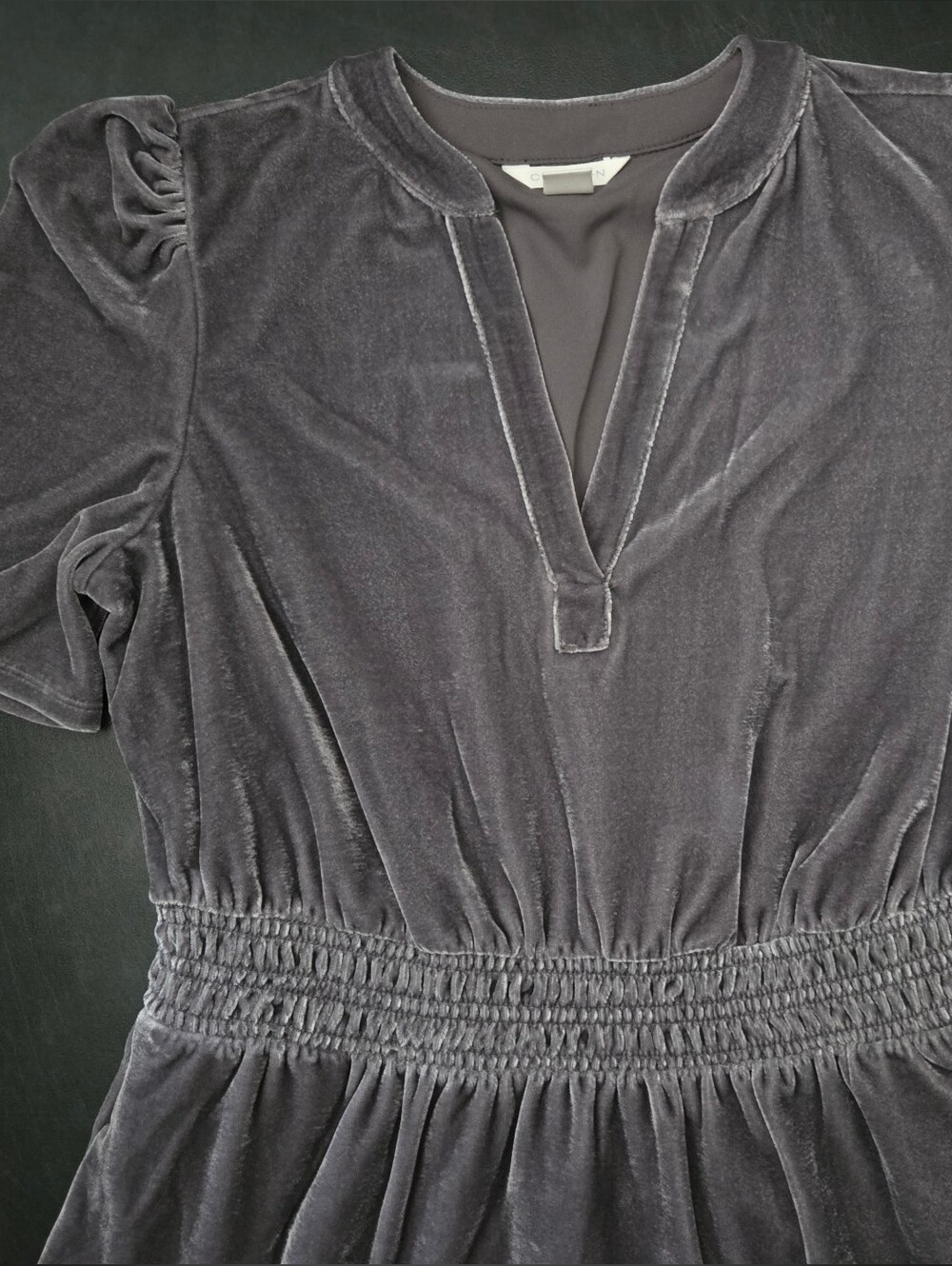 NWT - Caslon Grey Stretch Plush Velour Smocked Waist Fully Lined Midi Dress - M - Picture 10 of 16